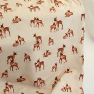 Bichette - Jersey coton à motif biches sur fond beige