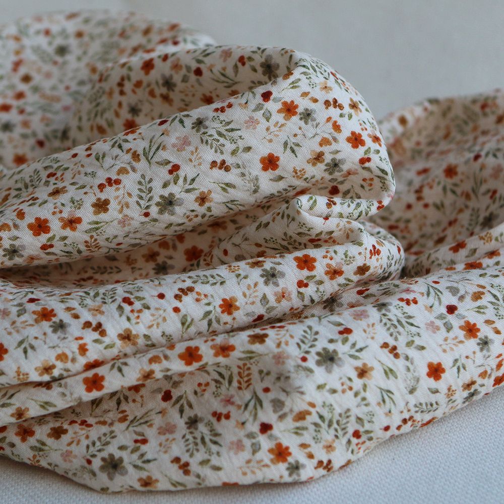 copy of Double gaze de coton imprimés fleuri bleu et orange copy of Double gaze de coton imprimés fleuri bleu et orange
