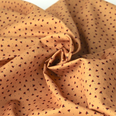 Tissu sergé / twill de coton organique imprimé fond moutarde x1m Tissu sergé / twill de coton organique imprimé fond moutarde x1m