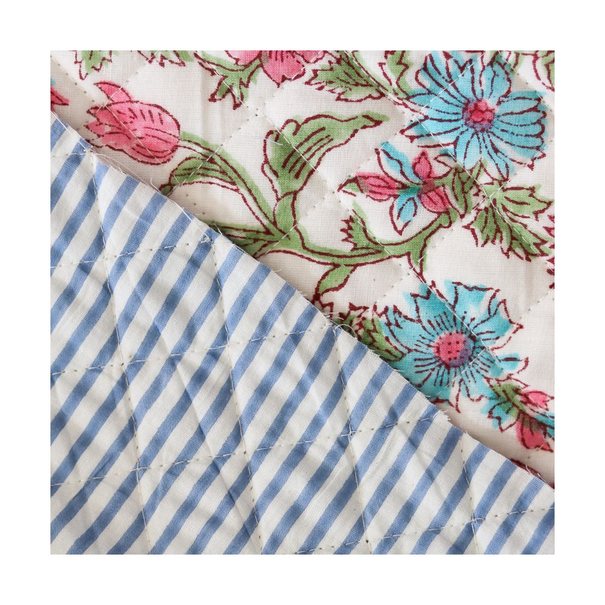 Sanjay - Tissu indien matelassé double face coton hand block largeur 100cm Sanjay - Tissu indien matelassé double face coton hand block largeur 100cm