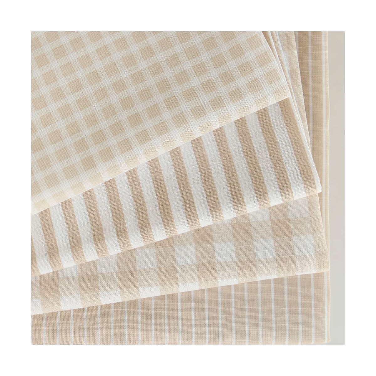 Paul - Tissu lin coton quadrillage 6mm blanc lait et beige Paul - Tissu lin coton quadrillage 6mm blanc lait et beige