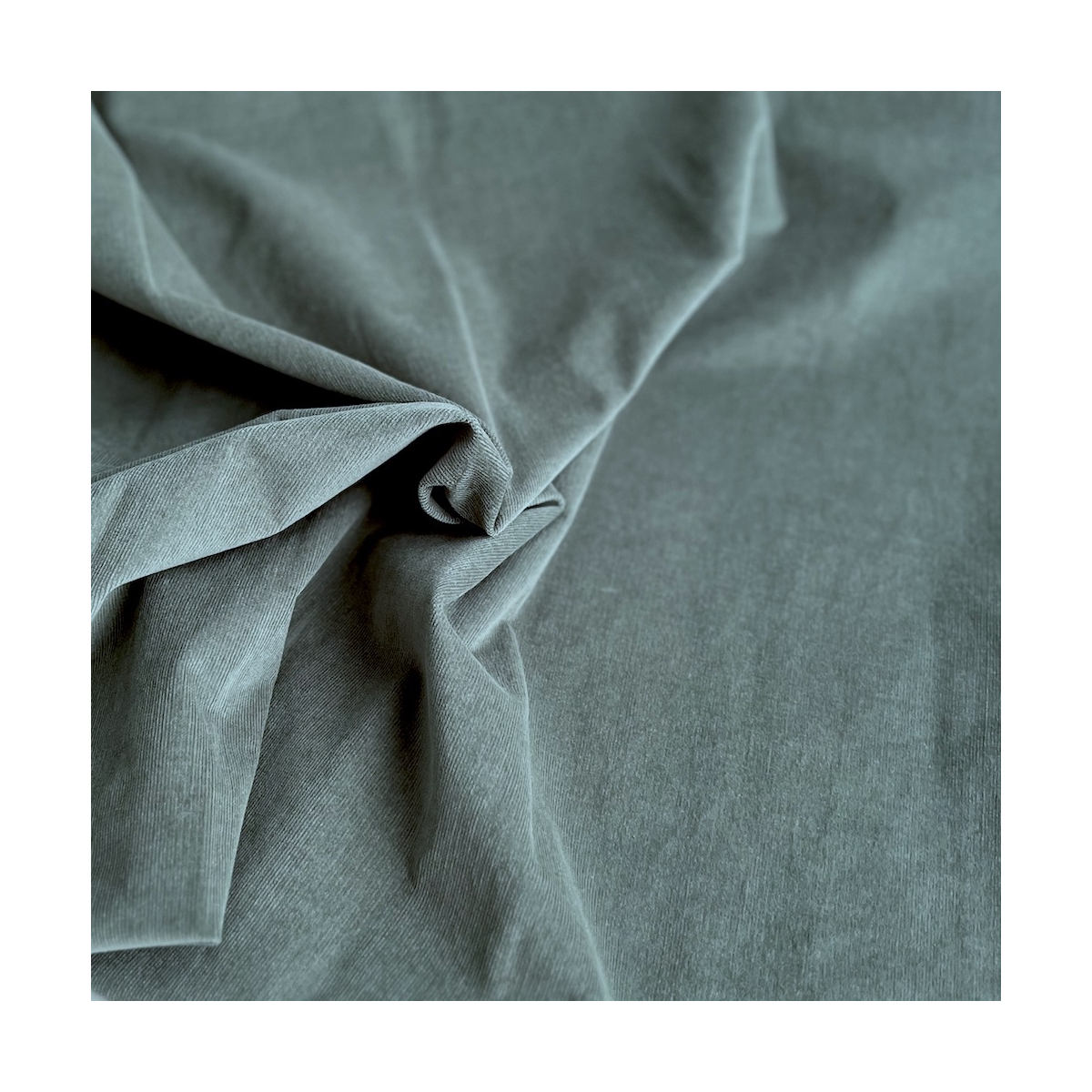 Velours milleraies stretch coton coloris vert sauge Batikou - 1 Velours milleraies stretch coton coloris vert sauge Batikou - 1
