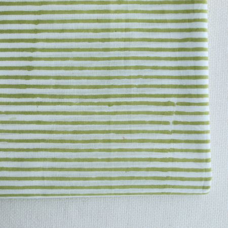 Rayures vert - Tissu indien coton hand block traditionnel Rayures vert - Tissu indien coton hand block traditionnel