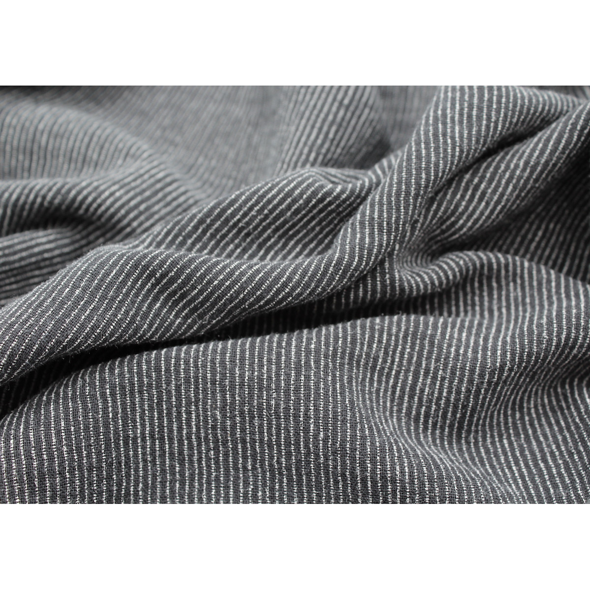 Double gaze de coton BIO gris météorite rayure  Double gaze de coton BIO gris météorite rayure