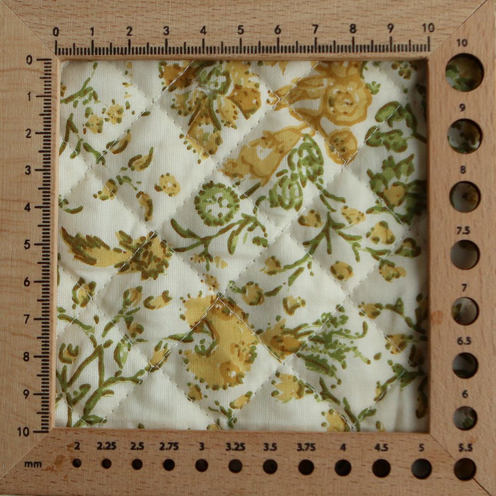 Karishma jaune - Tissu indien matelassé double face coton hand block largeur 100cm