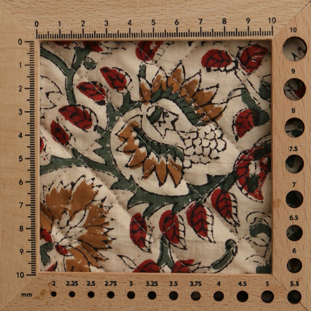 Nisha & Sita - Tissu indien matelassé double face coton hand block teal largeur 100cm Nisha & Sita - Tissu indien matelassé double face coton hand block teal largeur 100cm