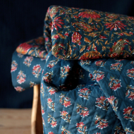 Tissu indien matelassé double face coton hand block largeur 100cm Batikou - 1 Tissu indien matelassé double face coton hand block largeur 100cm Batikou - 1