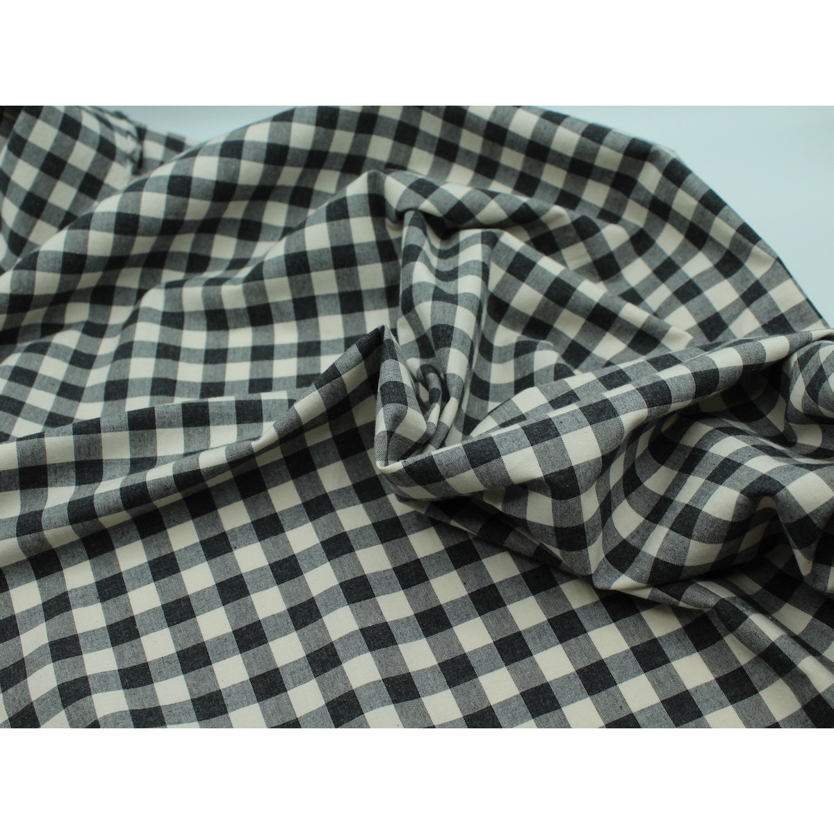 Coton vichy chiné écru carreaux 10mm Coton vichy chiné écru carreaux 10mm