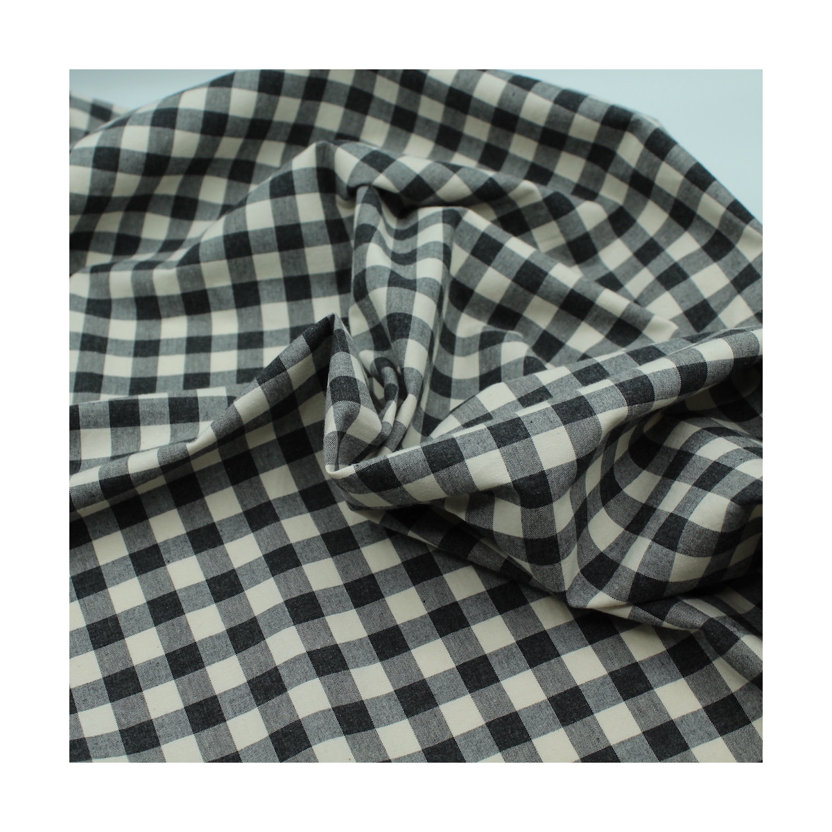 Coton vichy chiné écru carreaux 10mm Coton vichy chiné écru carreaux 10mm