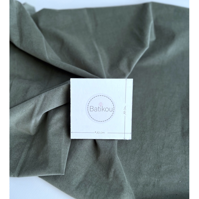 Velours milleraies stretch coton coloris vert sauge Batikou - 3 Velours milleraies stretch coton coloris vert sauge Batikou - 3