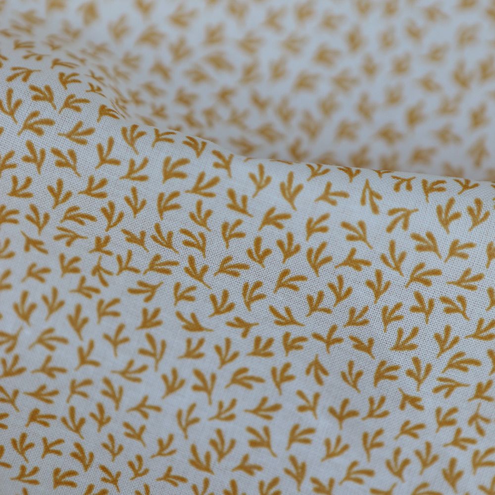 Cleo - Batiste de coton douce petit motif moutarde Cleo - Batiste de coton douce petit motif moutarde