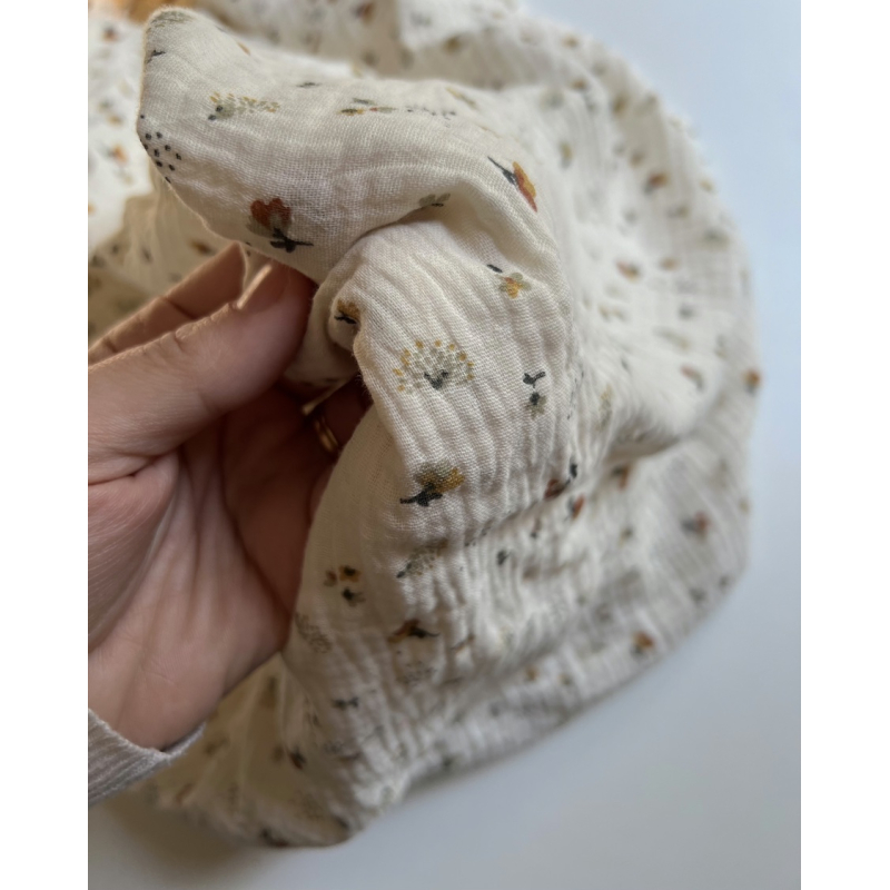 Double gaze de coton Nelsi écru motif cuivré Double gaze de coton Nelsi écru motif cuivré