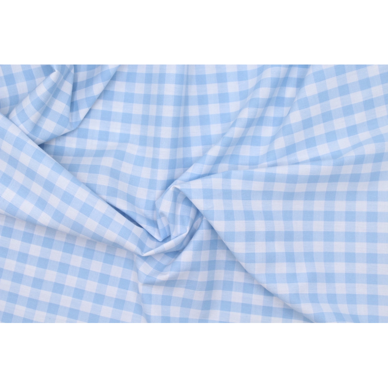 Coton vichy carreaux 10mm bleu layette Coton vichy carreaux 10mm bleu layette