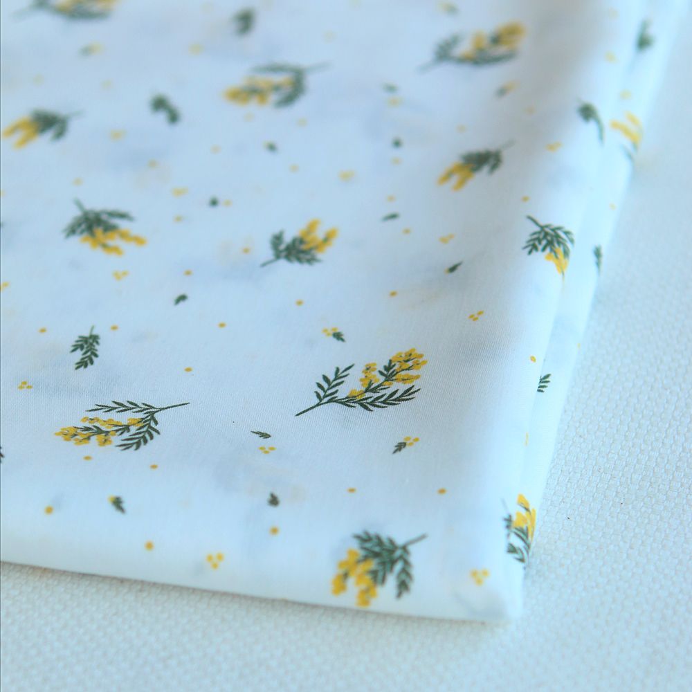 Mimosa - Batiste de coton douce à imprimé exclusif mimosa allégé