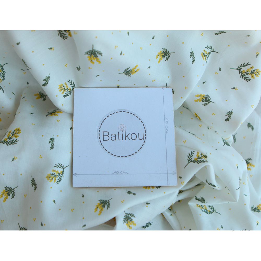 Mimosa - Batiste de coton douce à imprimé exclusif mimosa allégé