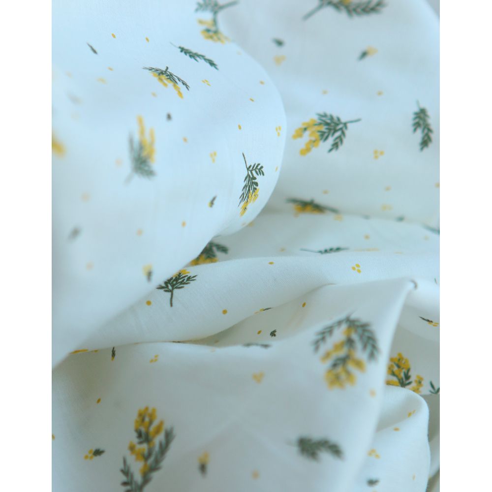 Mimosa - Batiste de coton douce à imprimé exclusif mimosa allégé