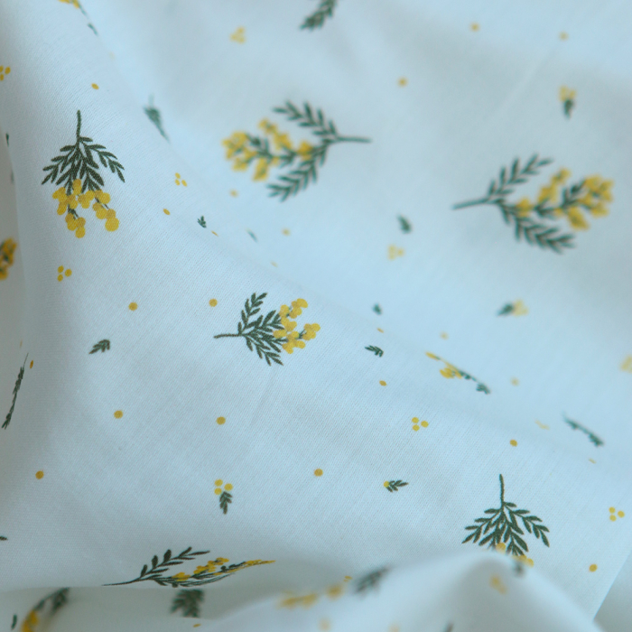 Mimosa - Batiste de coton douce à imprimé exclusif mimosa allégé