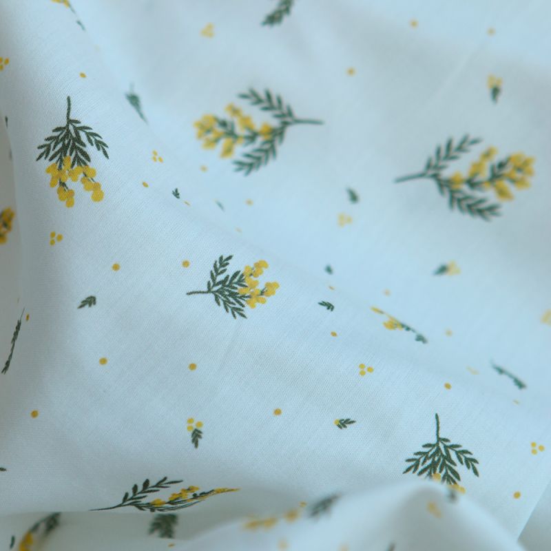 Mimosa - Batiste de coton douce à imprimé exclusif mimosa allégé
