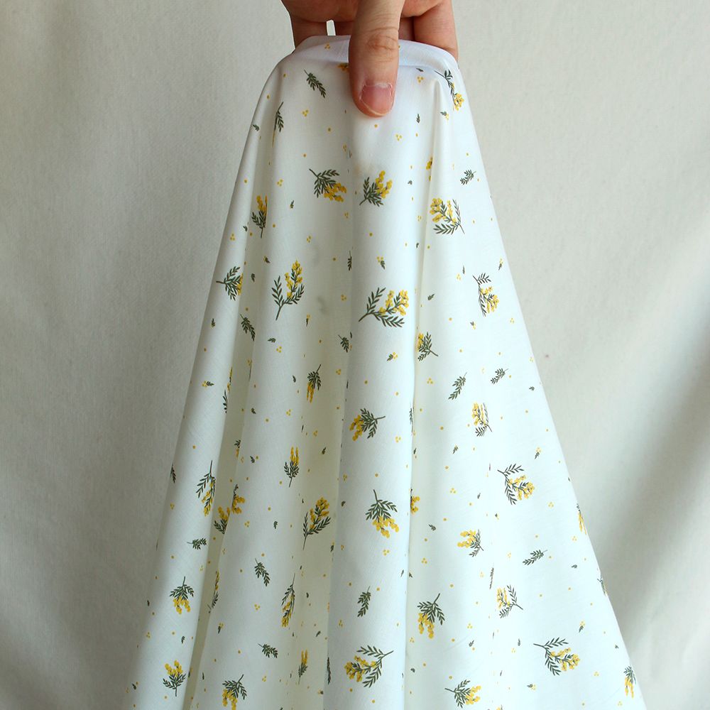 Mimosa - Batiste de coton douce à imprimé exclusif mimosa allégé