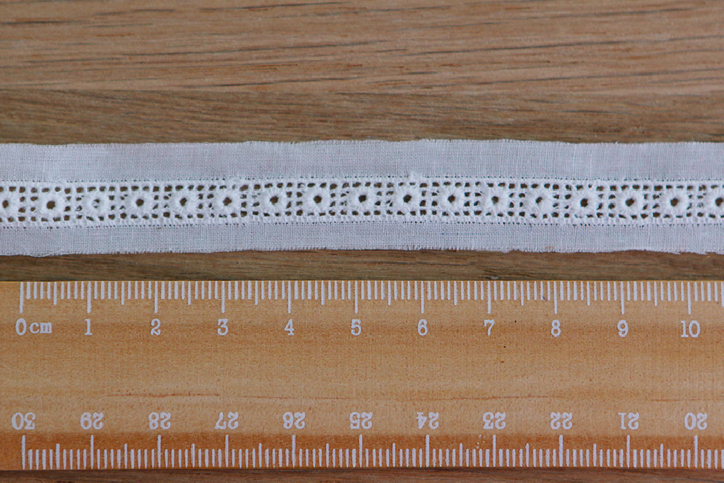 Galon coton broderie blanc entredeux 17mm x1m