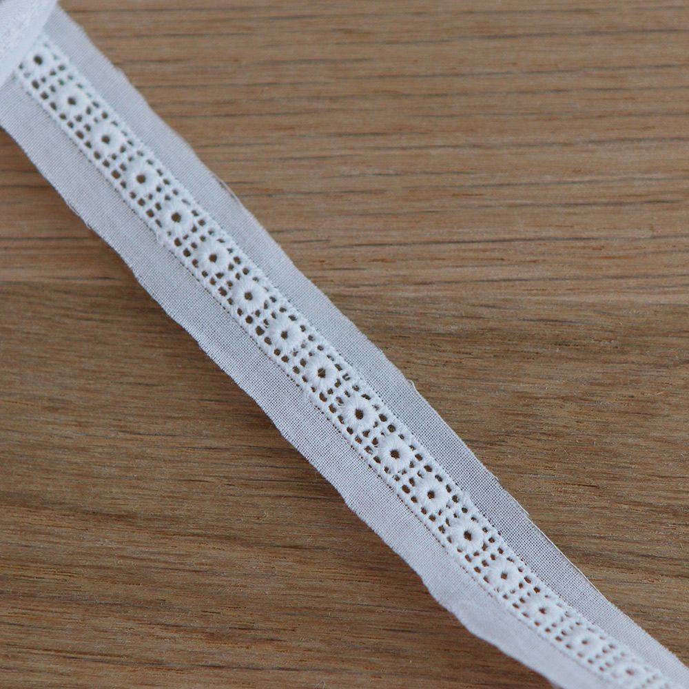 Galon coton broderie blanc entredeux 17mm x1m