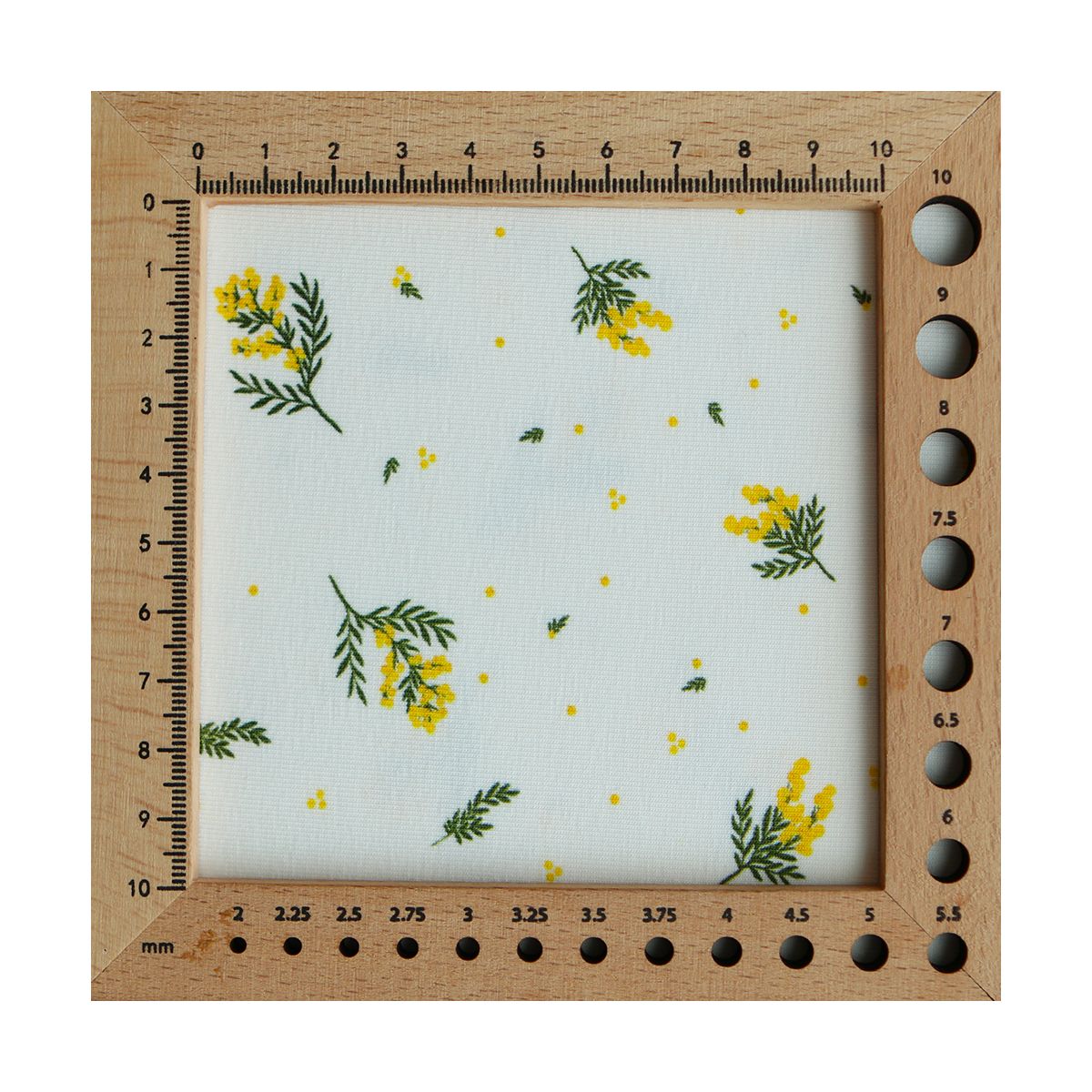 Mimosa - Jersey coton BIO motif exclusif mimosa allégé Mimosa - Jersey coton BIO motif exclusif mimosa allégé
