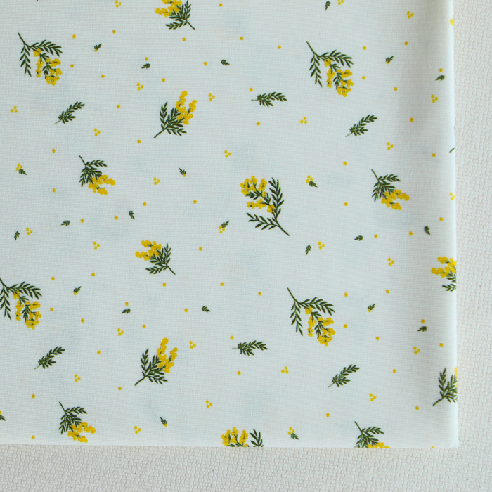 Mimosa - Jersey coton BIO motif exclusif mimosa allégé