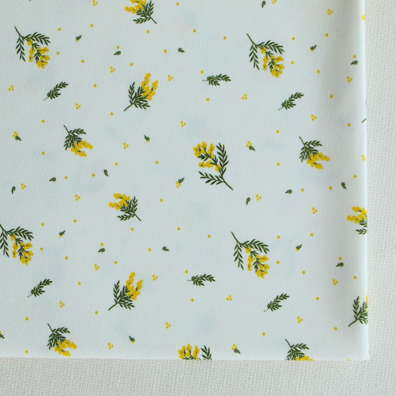 Mimosa - Jersey coton BIO motif exclusif mimosa allégé