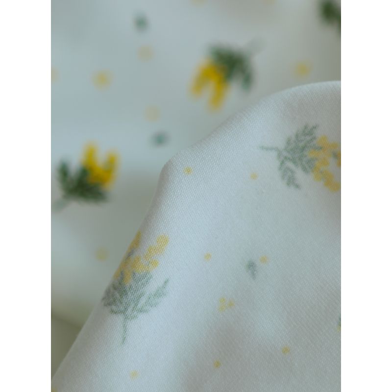 Mimosa - Jersey coton BIO motif exclusif mimosa allégé