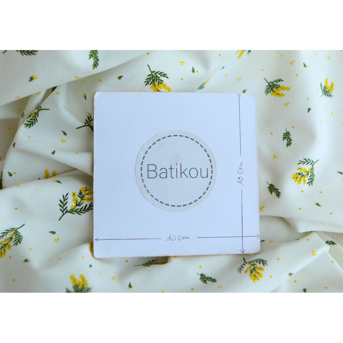 Mimosa - Jersey coton BIO motif exclusif mimosa allégé Mimosa - Jersey coton BIO motif exclusif mimosa allégé