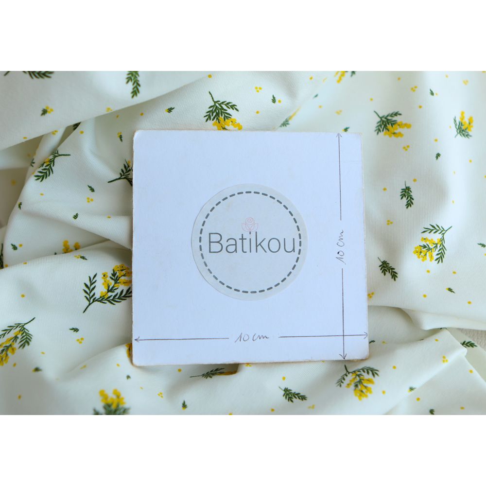 Mimosa - Jersey coton BIO motif exclusif mimosa allégé