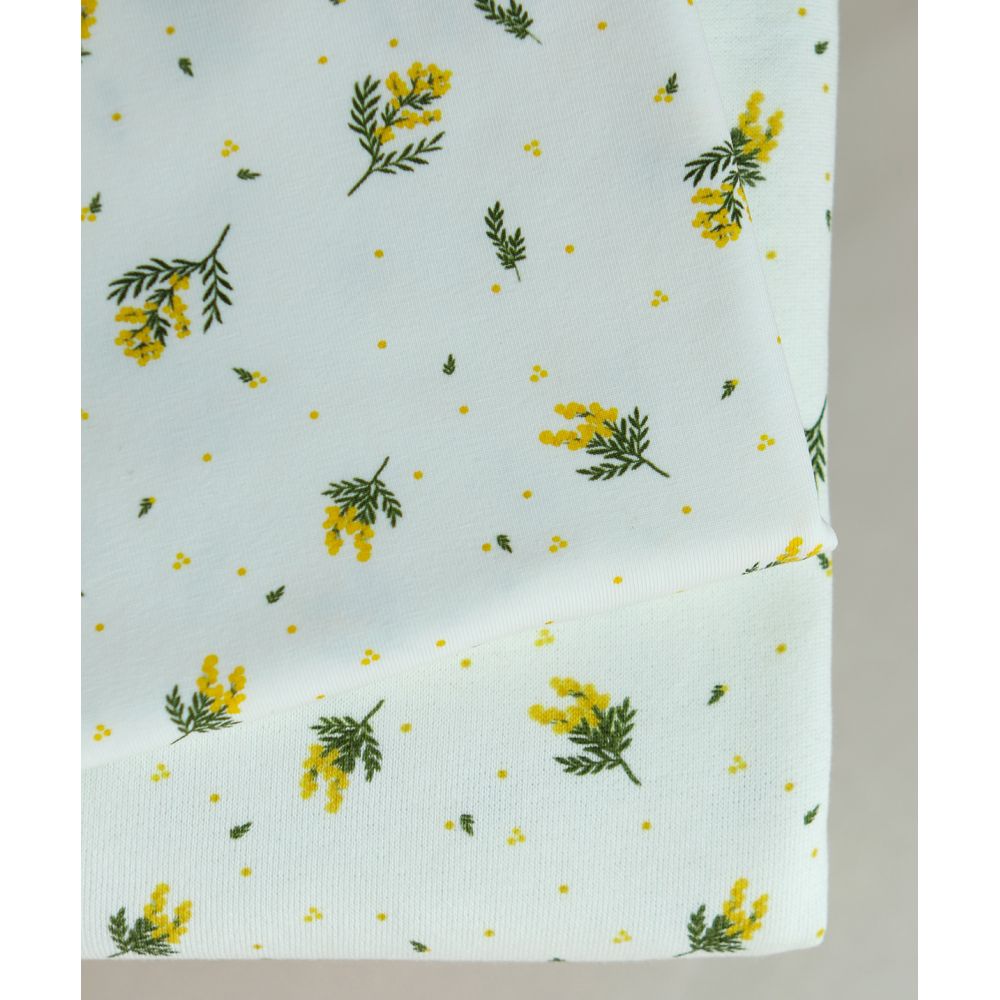 Mimosa - Jersey coton BIO motif exclusif mimosa allégé