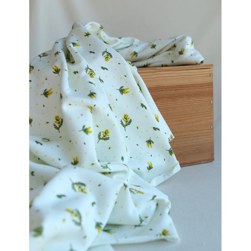 Mimosa - Sweat mélange de coton bouclettes motif exclusif Mimosa allégé