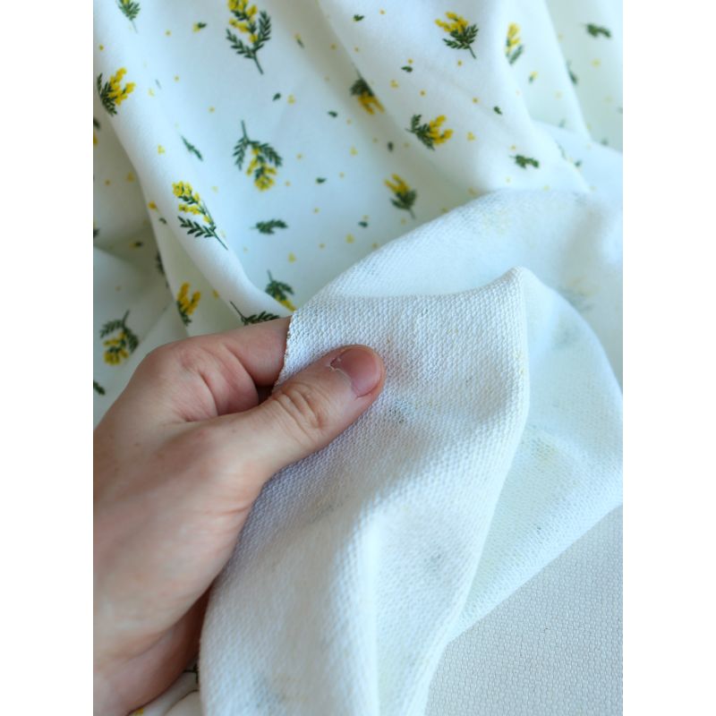 Mimosa - Sweat mélange de coton bouclettes motif exclusif Mimosa allégé