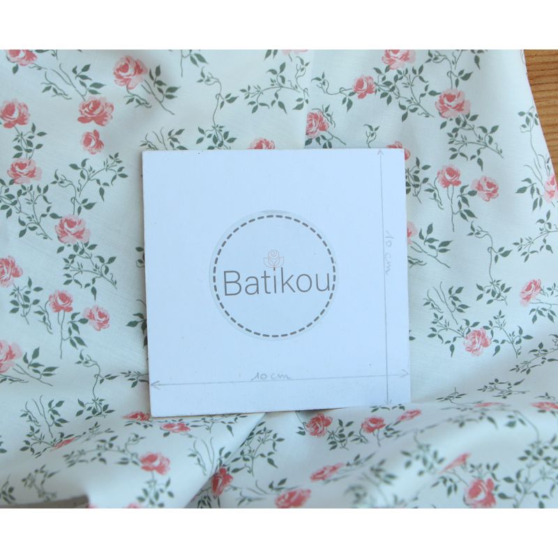 Marcelle - Batiste de coton douce à imprimé exclusif fleuri vert et rose