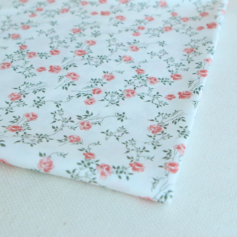 Marcelle - Batiste de coton douce à imprimé exclusif fleuri vert et rose