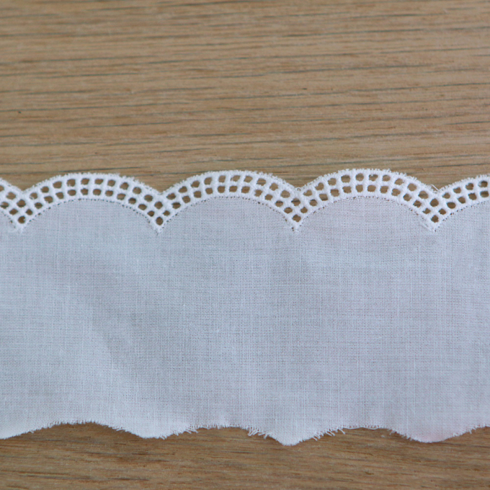 Galon coton broderie blanc 35mm x1m