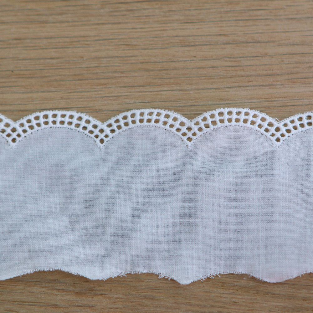Galon coton broderie blanc 35mm x1m