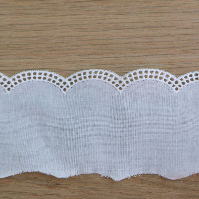 Galon coton broderie blanc 35mm x1m