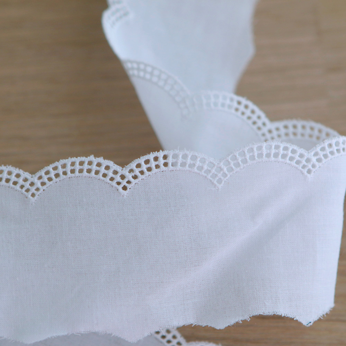 Galon coton broderie blanc 35mm x1m