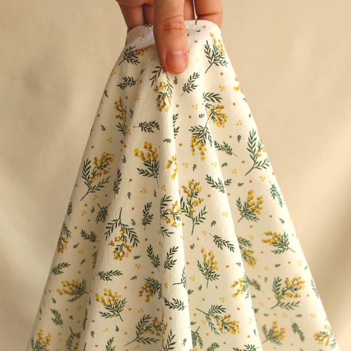 Mimosa - Coton lavé bio motif exclusif mimosa