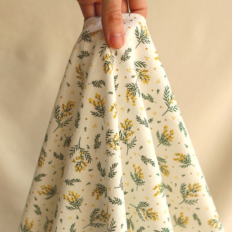 Mimosa - Coton lavé bio motif exclusif mimosa