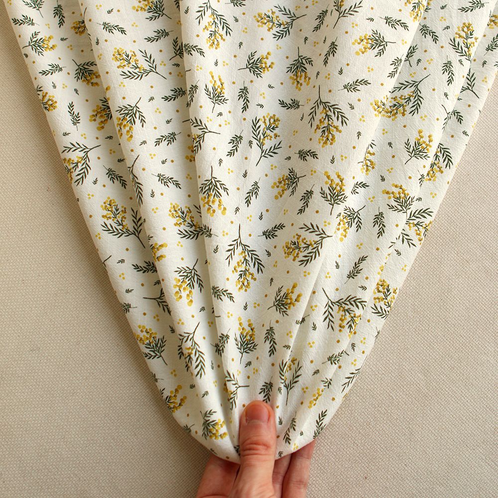 Mimosa - Coton lavé bio motif exclusif mimosa