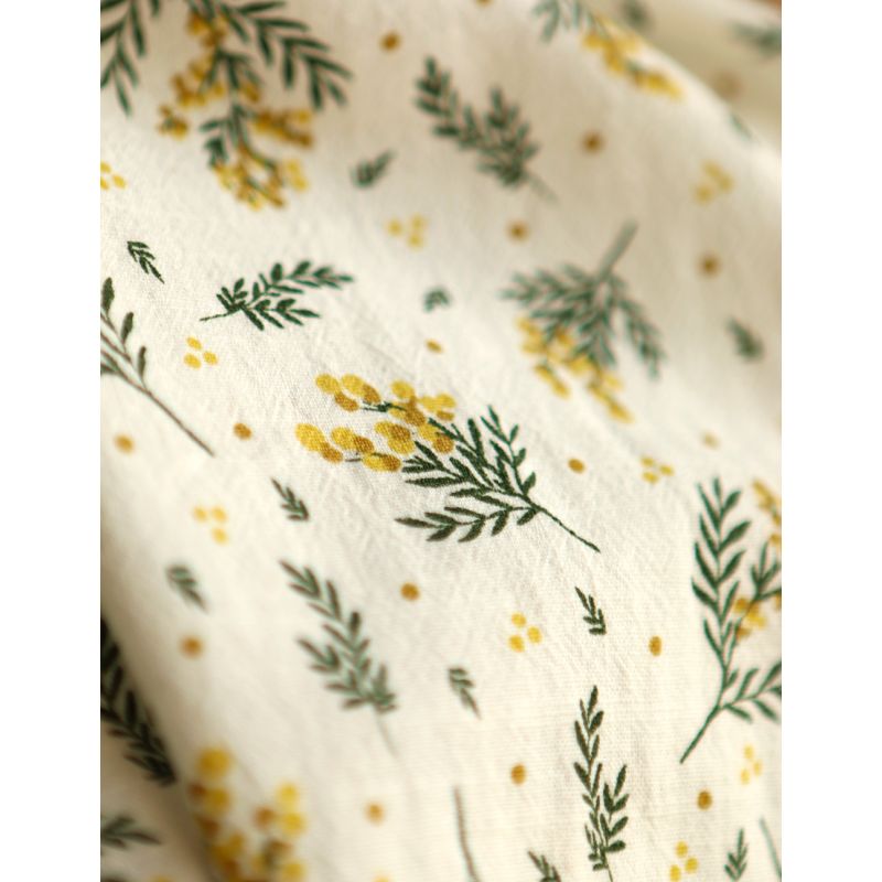 Mimosa - Coton lavé bio motif exclusif mimosa