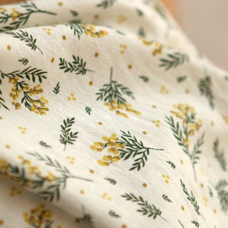Mimosa - Coton lavé bio motif exclusif mimosa Mimosa - Coton lavé bio motif exclusif mimosa