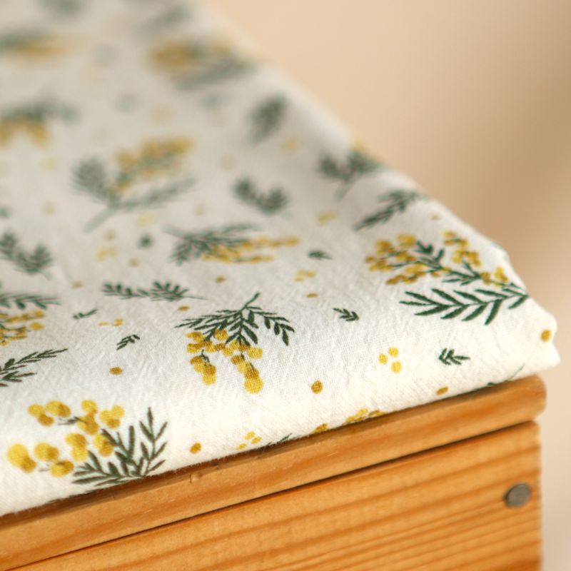 Mimosa - Coton lavé bio motif exclusif mimosa