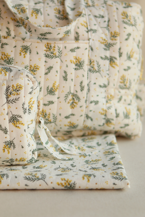 Mimosa - Coton lavé bio motif exclusif mimosa