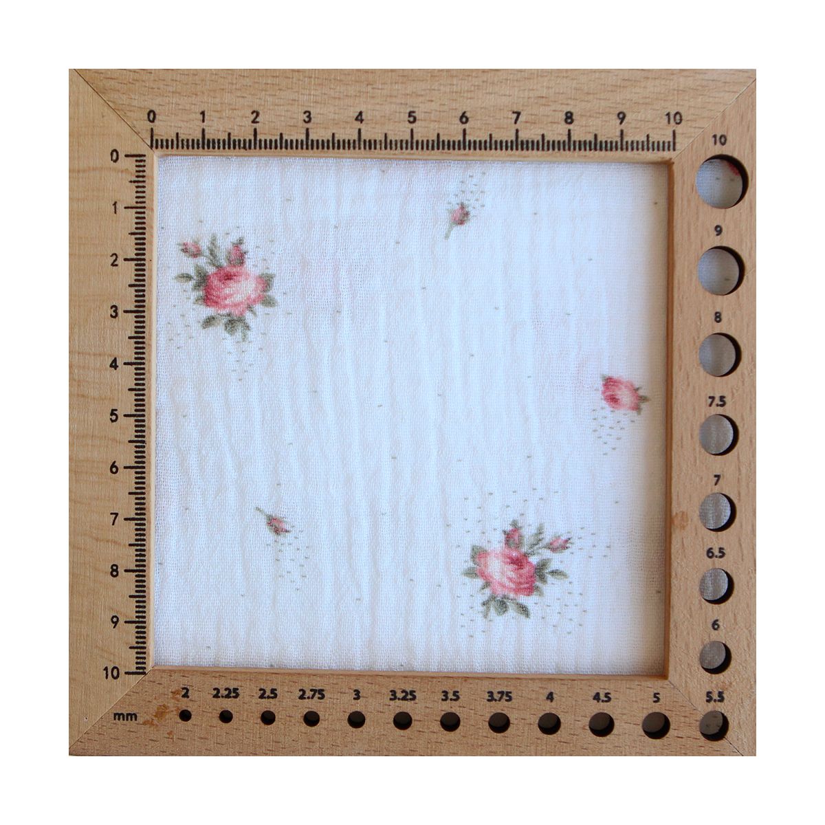 Christine - Double gaze coton BIO Exclusif blanc motif fleuri vert et rose Christine - Double gaze coton BIO Exclusif blanc motif fleuri vert et rose