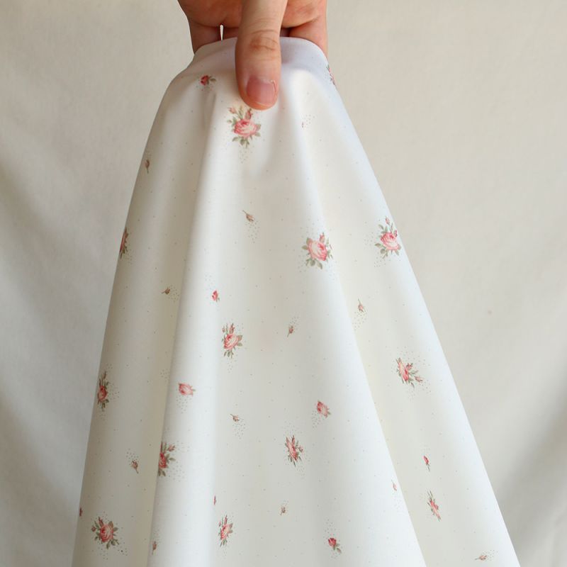 Christine - Popeline douce coton BIO organique fond blanc exclusif vert et rose