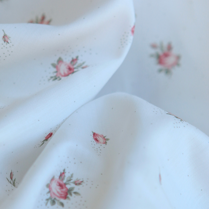 Christine - Batiste de coton douce à imprimé exclusif fleuri vert et rose